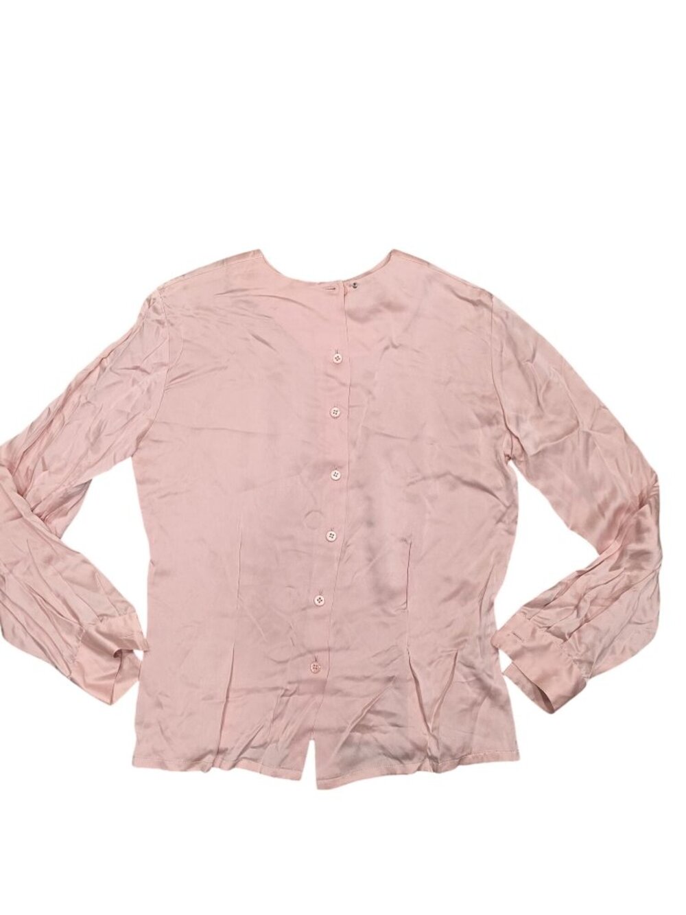Dana Buchman Pink 100% Silk Long Sleeve Button-Back Blouse Size 6 classy classic - Picture 2 of 7